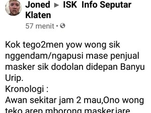 Viral Pedagang Masker Pinggir Jalan Klaten Dihipnotis, Dagangannya Ludes