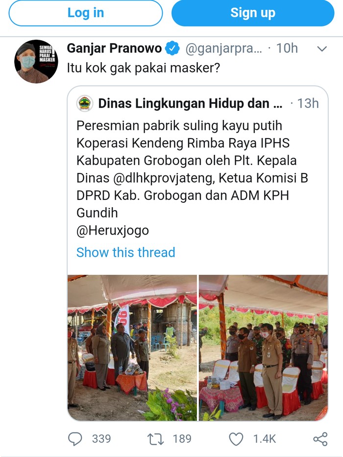 ganjar menegur peresmian pabrik tanpa protokol COVID-19