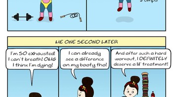 Baru olahraga sebentar sudah berasa olahraga keras, ujung-ujungnya makan banyak lagi. Foto: Evisa Isabella Rose via Bored Panda