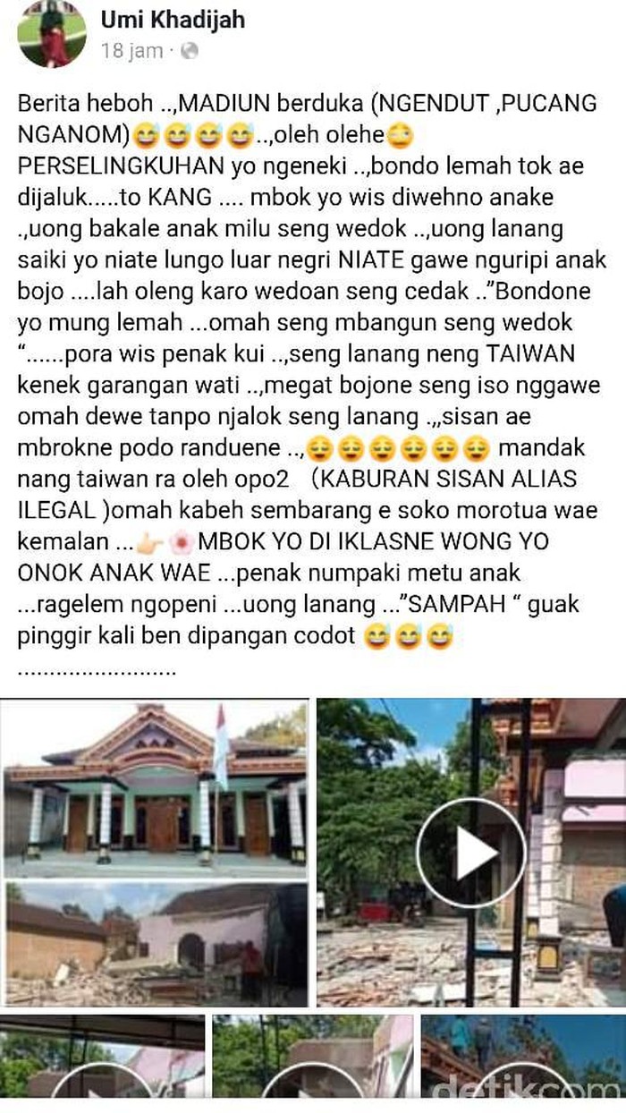 rumah dihancurkan di madiun