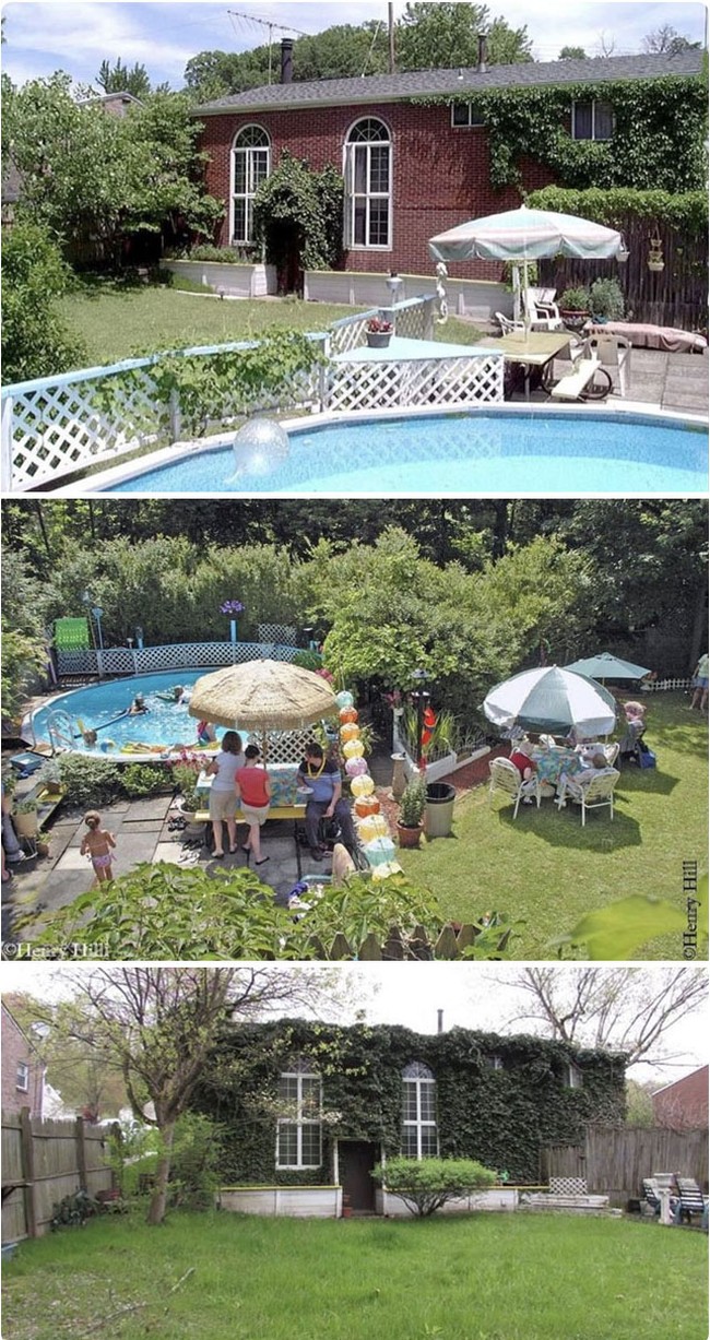Ketika kamu melihat bagian pekarangan rumah, kamu akan terkejut bahwa rumah ini memiliki kolam renang yang cukup luas. Foto: Twitter @frazierapproves
