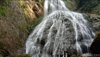 Hamparan pohon hijau masih berdiri tegak mengelilingi Air terjun, belum lagi hawa sejuk, air sungai yang jernih dan udara yang segar membuat rileks. (Muhammad Riyas/detikcom)
