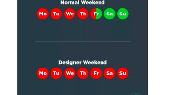 Seolah tidak ada libur bagi desainer grafis, di mana di sini, lambang merah berarti hari kerja. Foto: istimewa