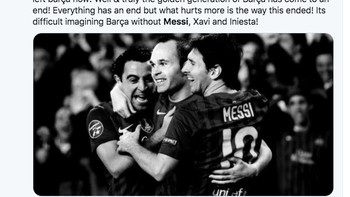 Kepergian Messi menyusul Xavi dan Iniesta benar-benar akhir sebuah era di Barcelona. Foto: Twitter