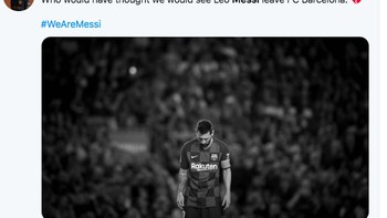 Siapa yang pernah mengira Messi akan meninggalkan Barcelona? Foto: Twitter