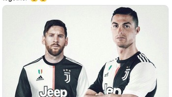 Mungkin begini foto mereka nanti jika benar terjadi Messi gabung Juventus. Foto: Twitter
