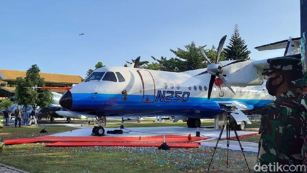 Peresmian pesawat N250 Gatotkaca di Museum Pusat TNI AU Dirgantara (Muspusdirla) DIY, Rabu (26/8/2020).