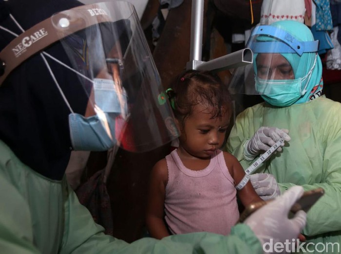 Petugas posyandu pakai apd door to door ke rumah warga saat pandemi