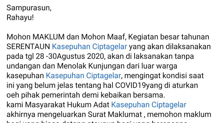 Kasepuhan di Sukabumi tolak kunjungan wisatawan saat Seren Taun.