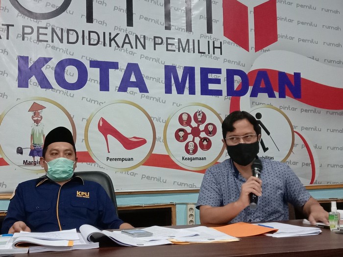Konferensi Pers di KPU Medan (Ahmad Arfah-detikcom)