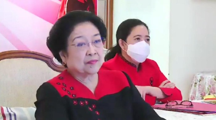Megawati dan Puan saat webinar PDIP