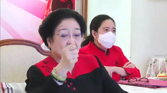 Megawati dan Puan saat webinar PDIP