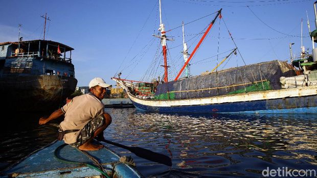 Pelabuhan Sunda Kelapa tampak ramai oleh aktivitas warga di sore hari. Ada yang sibuk melakukan bongkar muat dari kapal atau menikmati sore dengan bermain air.