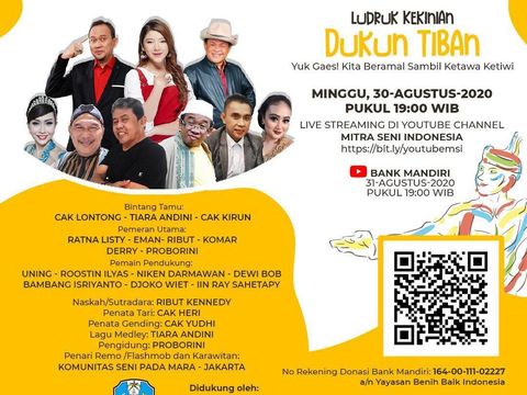 Mitra Seni Indonesia Gelar Pertunjukan Ludruk Kekinian Dukun Tiban pada 30 Agustus 2020