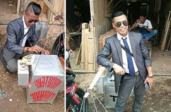 Mirip Anggota DPR, Penjual Tahu hingga Cilok Jualan Pakai Jas dan Dasi