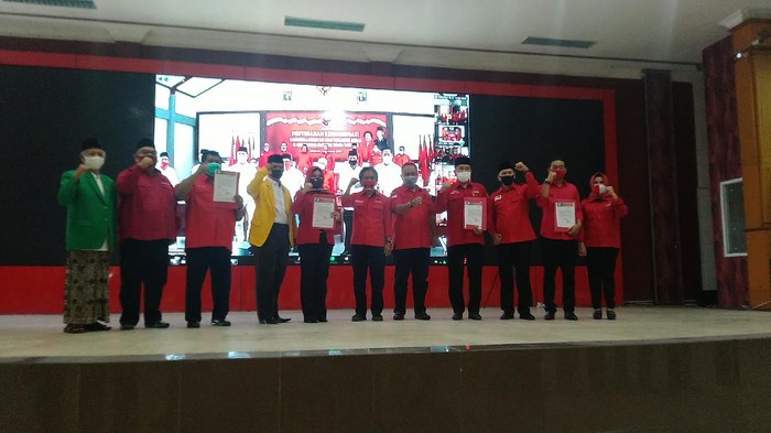 Penyerahan rekomendasi pilkada Wonogiri dan Klaten di kantor DPD PDIP Jateng, Semarang, Jumat (28/8/2020).