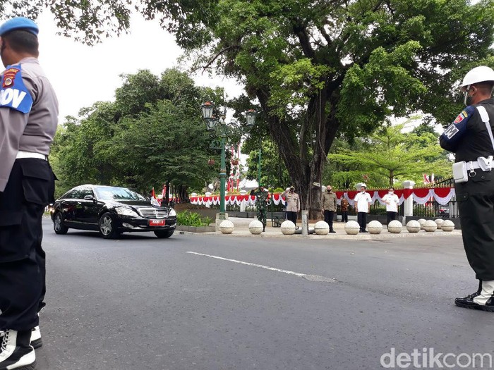 Presiden Jokowi tiba di Gedung Agung, Yogyakarya, Jumat (28/8/2020).