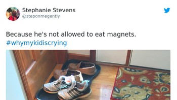 Alasan mengapa anakku menangis? Karena dia dilarang makan magnet. Foto: steponmegently via Bored Panda