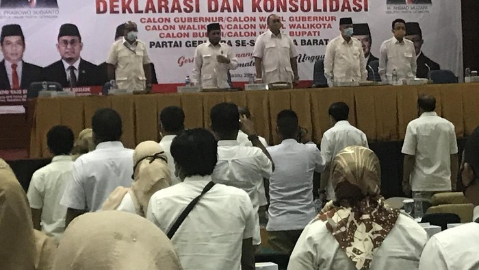 Deklarasi bakal calon kepala daerah Gerindra di Sumbar (Jeka Kampai-detikcom)