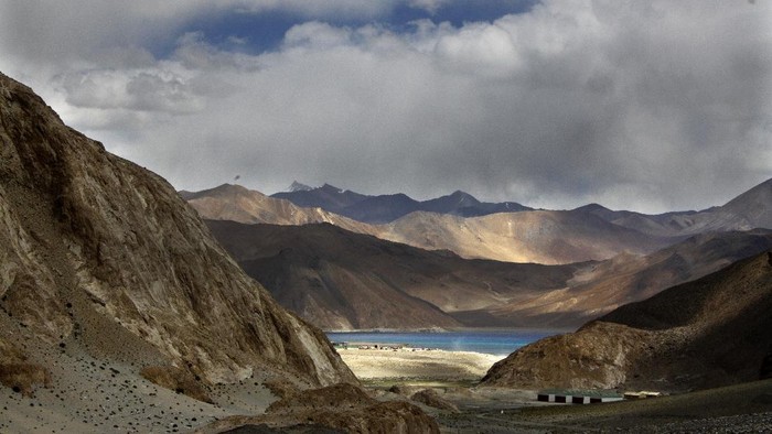 FILE-In this Sept. 14, 2017, file photo, Pangong Tso lake is seen near the India China border in Indias Ladakh area. India said Monday its soldiers thwarted Chinas provocative military movements near a disputed border in Ladakh region amid a monthslong standoff. (AP Photo/Manish Swarup, file)