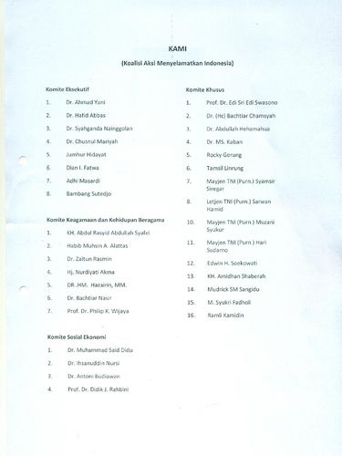 Daftar 99 anggota komite KAMI
