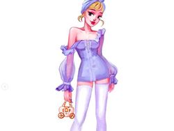 Ilustrasi Putri Disney Bergaya Casual Nan Seksi