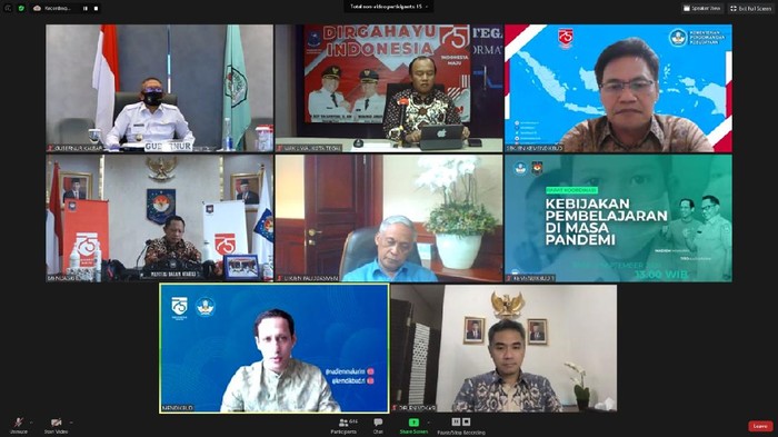 Mendikbud, Mendagri dan pimpinan daerah melakukan rakor virtual soal kebijakan belajar saat pandemi