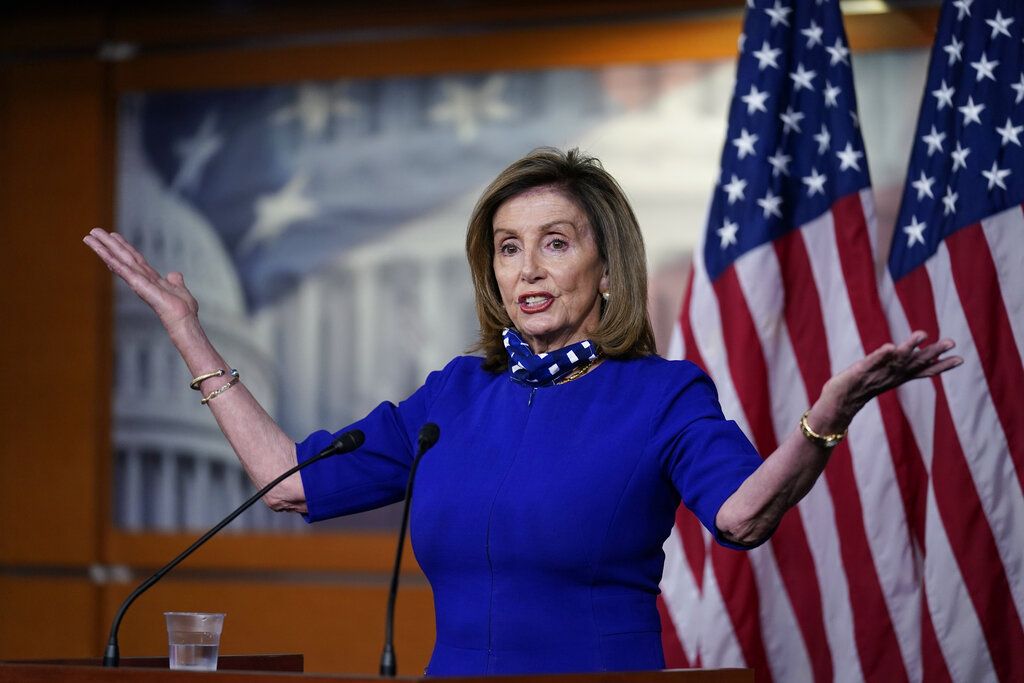 Nancy Pelosi Speaker of the House Nancy Pelosi, D-Calif., speaks during a news conference at the Capitol in Washington, Thursday, Aug. 27, 2020. (AP Photo/J. Scott Applewhite)