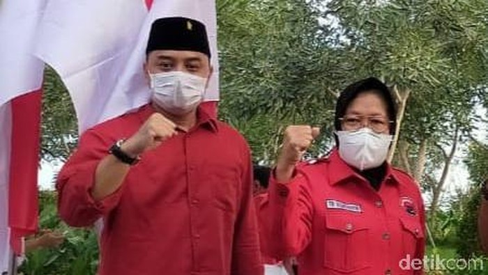 Eri Cahyadi dan Risma saat deklarasi