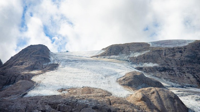 View of the Marmoladas Glacier in Dolomites Alps, Italy