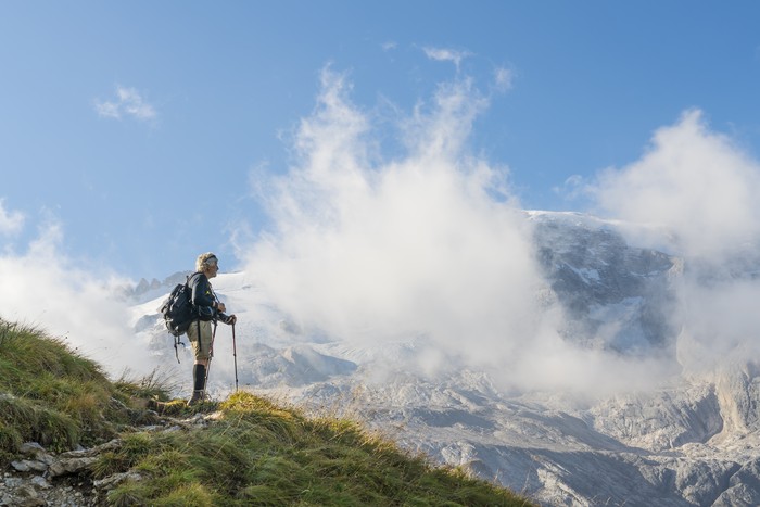 View of the Marmolada's Glacier in Dolomites Alps, Italy