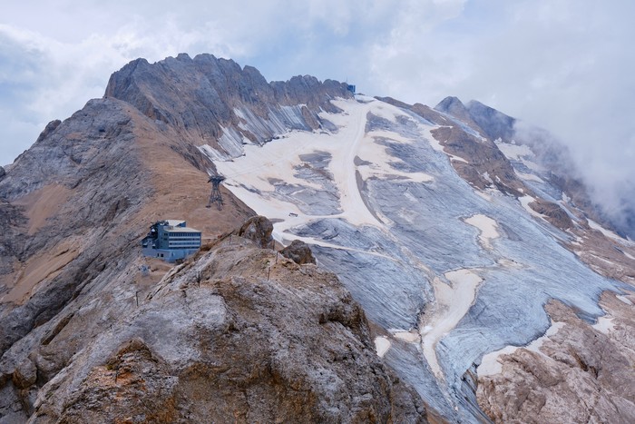 View of the Marmoladas Glacier in Dolomites Alps, Italy