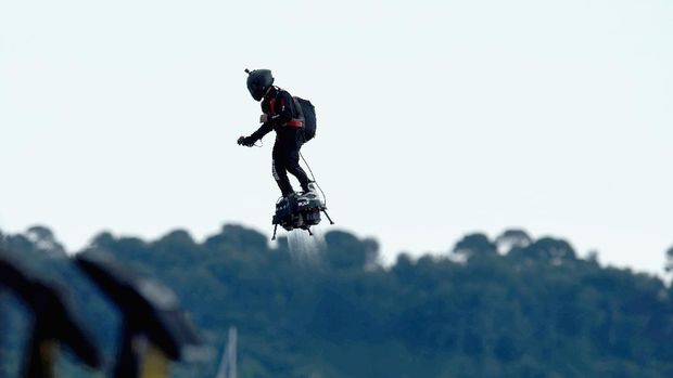 CANNES, FRANCE - MAY 15:  A man jetpacks over the screening of 