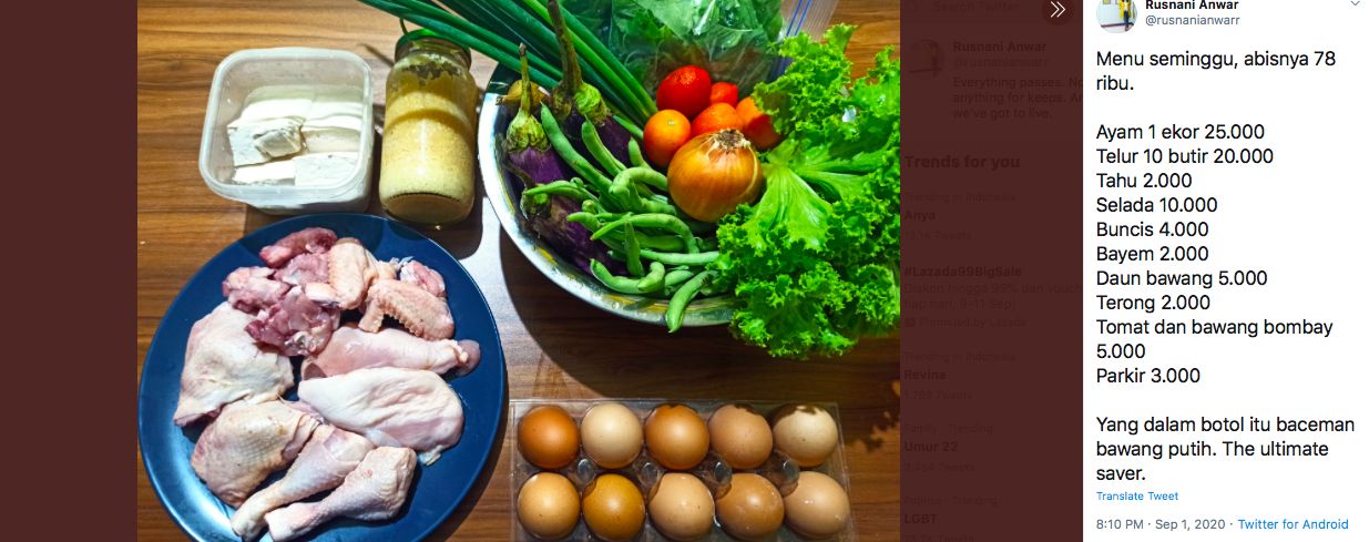 Netizen Ini Hanya Keluarkan Rp 78 Ribu per Minggu untuk Makan