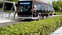 Bus tanpa supir ini memanfaatkan teknologi tingkat tinggi dengan kecerdasan buatan alias artificial intellegence. Foto: Dok. Xinhua/Li An