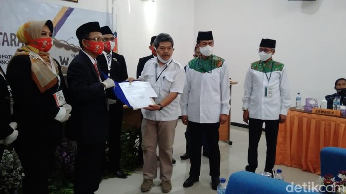 Pasangan Hartanto-Joko Purnomo (Harjo) mendaftar Pilkada Wonogiri, Sabtu (5/9/2020).