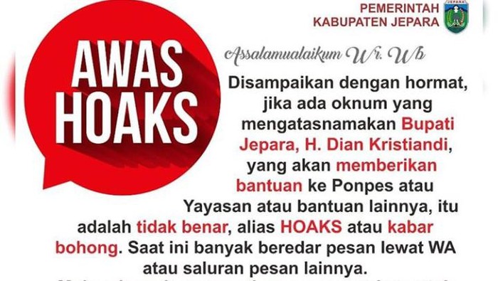 Pengumuman pencatutan nama Bupati Jepara, Sabtu (5/9/2020).