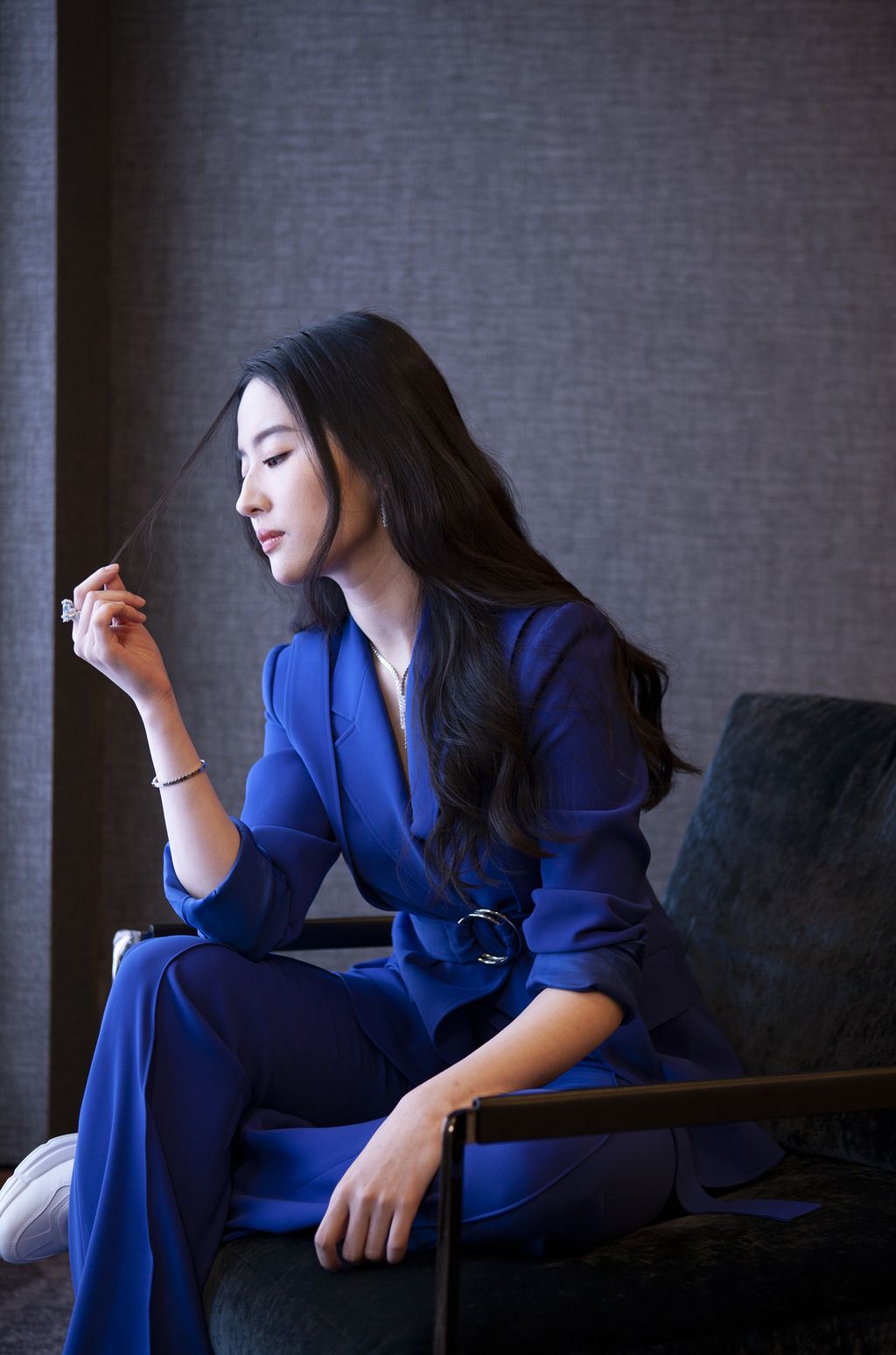 In this Sunday, March 8, 2020 photo, Yifei Liu, a cast member in the film 