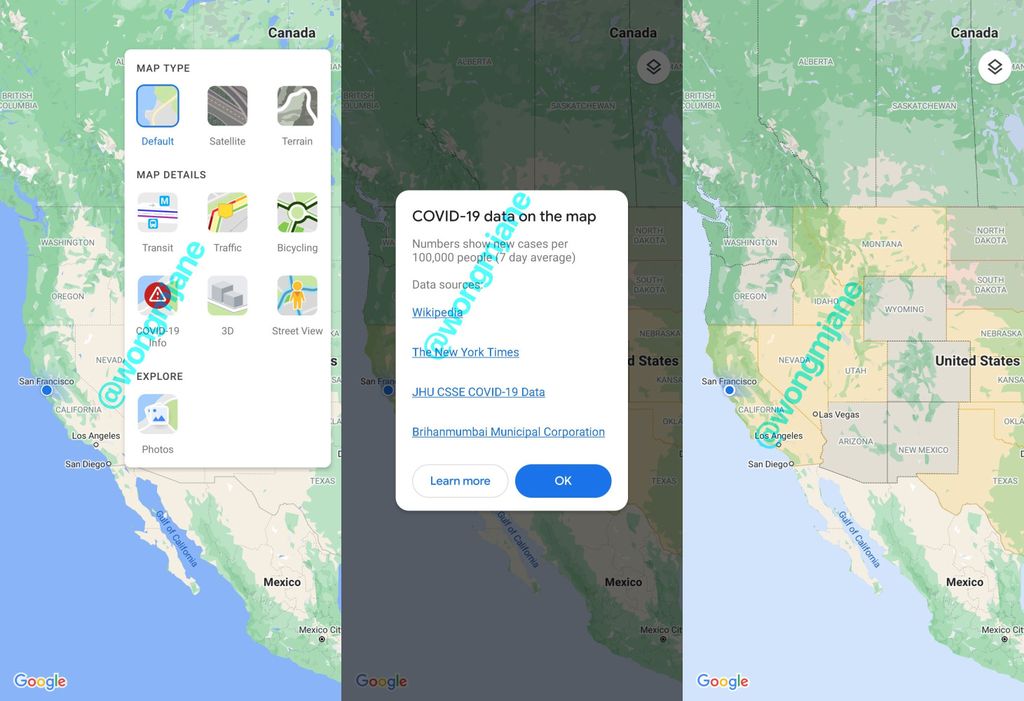 google maps corona layer