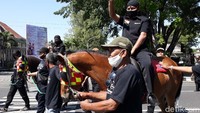 Bagyo terlihat naik kuda warna hitam, sedangkan Supardjo naik kuda cokelat.