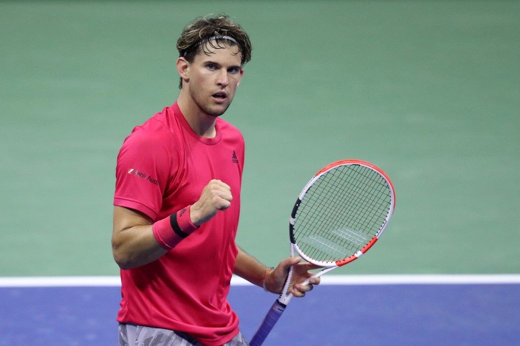 NEW YORK, NEW YORK - SEPTEMBER 05: Dominic Thiem of Austria reacts to winning a point during his Men's Singles third round match against Marin Cilic of Croatia on Day Six of the 2020 US Open at USTA Billie Jean King National Tennis Center on September 05, 2020 in the Queens borough of New York City.   Matthew Stockman/Getty Images/AFP
