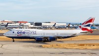 Pesawat Boeing 747 pertama kali dipakai maskapai British Airways pada tahun 1994. Pesawat ini terbang terakhir kalinya pada bulan April lalu dari Lagos, Nigeria ke Inggris untuk memulangkan WN Inggris yang terjebak lockdown di sana. (Getty Images/Boarding1Now)