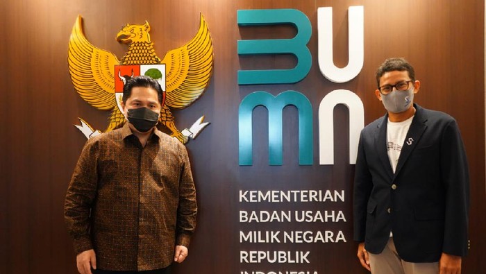 Sandiaga Uno ke Kantor Erick Thohir