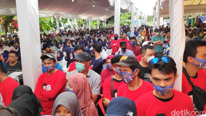 Suasana deklarasi salah satu paslon bupati dan wakil bupati di Maros, Sulawesi Selatan.