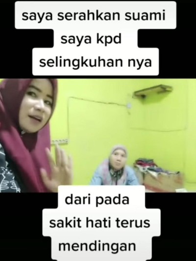 tiktok Lina saat menyerahkan pelakor ke suaminya