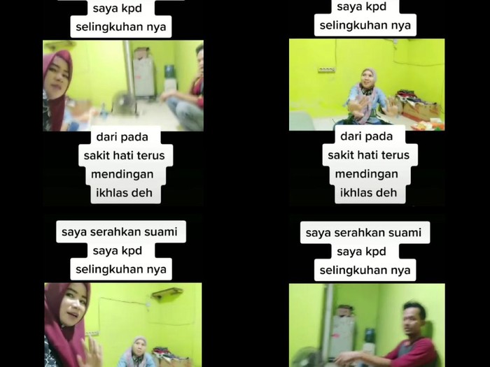 tiktok Lina saat menyerahkan pelakor ke suaminya