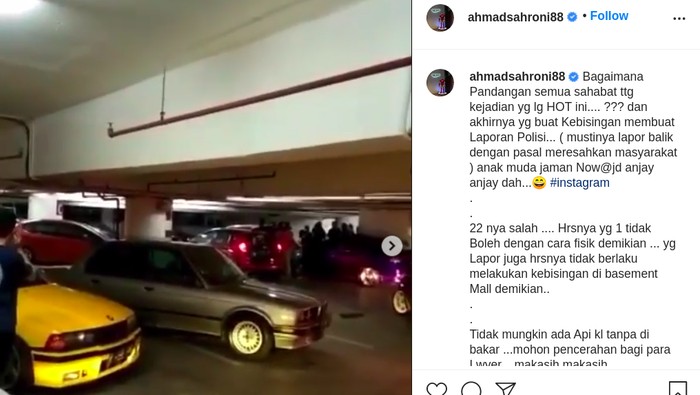 Viral Mobil Bising Digeber-geber di Basement Mal Bikin Emosi