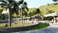 Seluruh bangunan existing yang beraneka ragam bentuk diganti menjadi 1 buah bangunan informasi untuk menjadi tempat singgah para wisatawan.