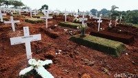 Kini liang lahad khusus untuk jenazah pasien Corona di TPU ini tersisa seribuan lagi.