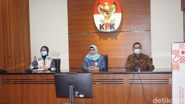 KPK bertemu dengan Menteri Sosial Juliari P Batubara membahas soal bantuan sosial (Ibnu Hariyanto/detikcom)